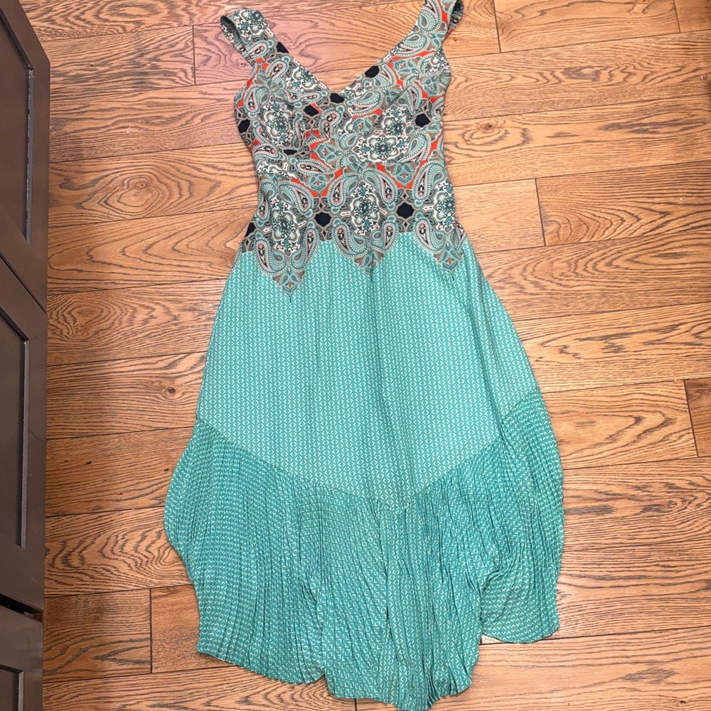 Maeve Anthropologie Asymmetrical Dress in Green and Black